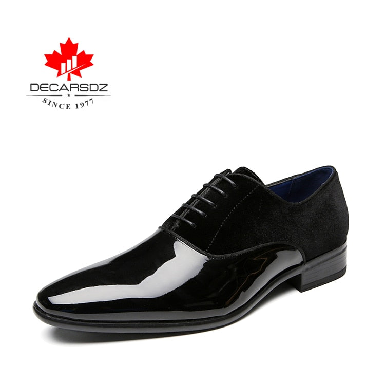 Men's Spring/Autumn PU Leather Pointed-Toe Lace-Up Dress Shoes by DECARSDZ