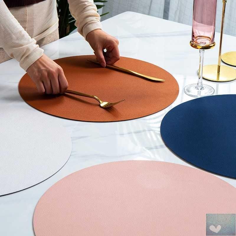 Insulating and Oil - Resistant PU Leather Placemats for Western Food Dining, Tableware Accessories, Bowl and Cup Coasters as Kitchen Decorations