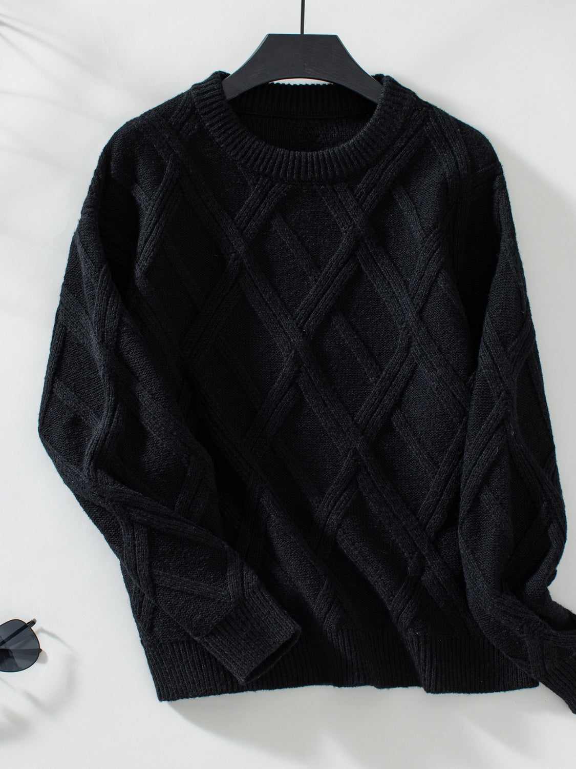 Fashionable Geometric Design Round Neck Long Sleeve Women's Sweater