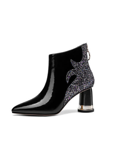 Stylish Pointed Toe Block Heel Ankle Boots for Fashion - Forward Individuals