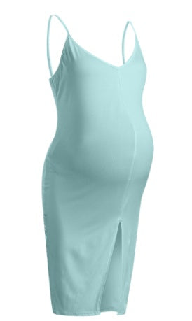 Stylish Loose-Waist Pregnant Party Dress with Splicing