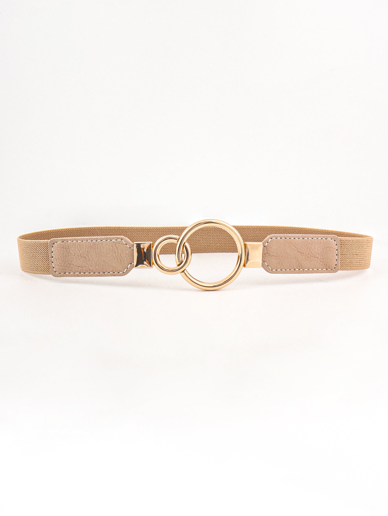 Elastic Double Ring Buckle PU Fashion Belt for Men and Women