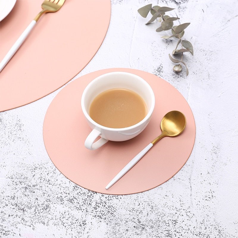 Insulating and Oil - Resistant PU Leather Placemats for Western Food Dining, Tableware Accessories, Bowl and Cup Coasters as Kitchen Decorations