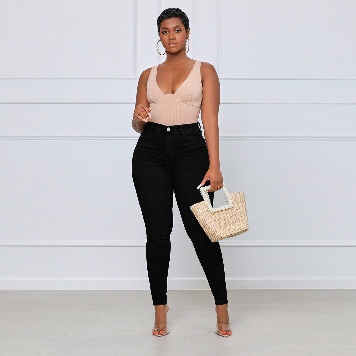 Women's Plus Size High Elasticity Street Hipster Pencil Jeans