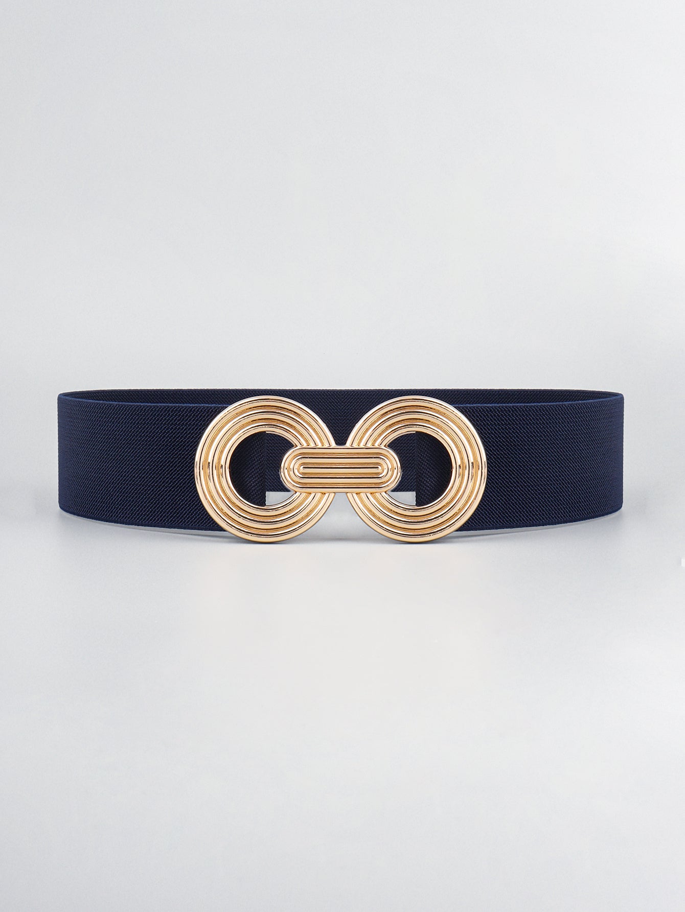Elastic Wide Belt with Geometric Buckle - Stylish and Imported