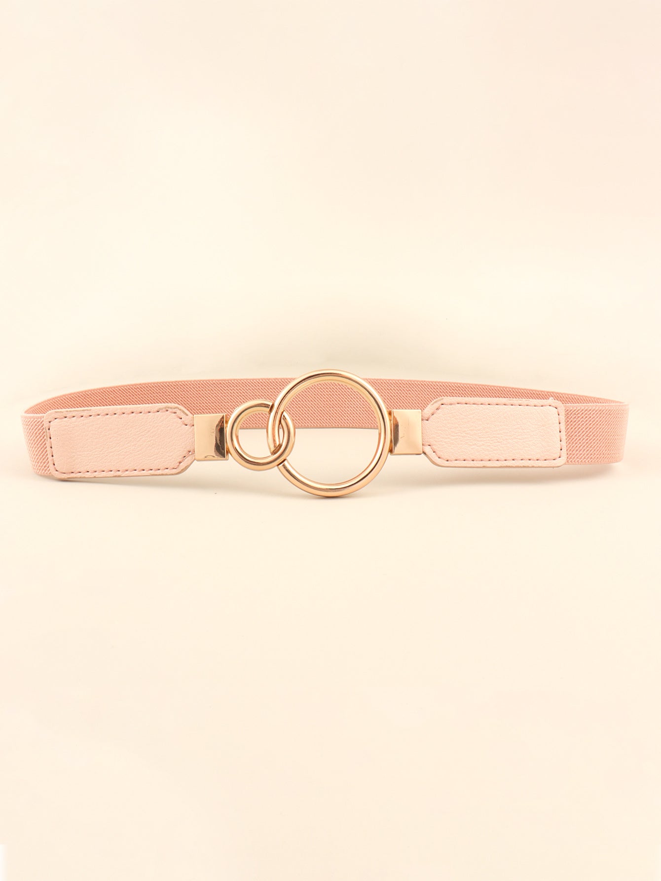 Elastic Double Ring Buckle PU Fashion Belt for Men and Women