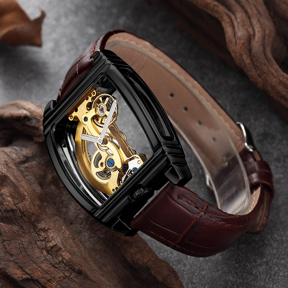 Gorben Luxury Men's Transparent Automatic Self - Winding Mechanical Wristwatch
