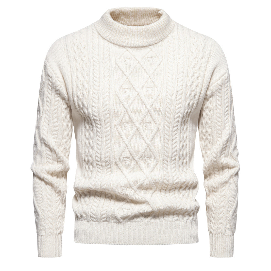 Men's Thickened Solid Color Round Neck Pullover Sweater as Bottoming Shirt