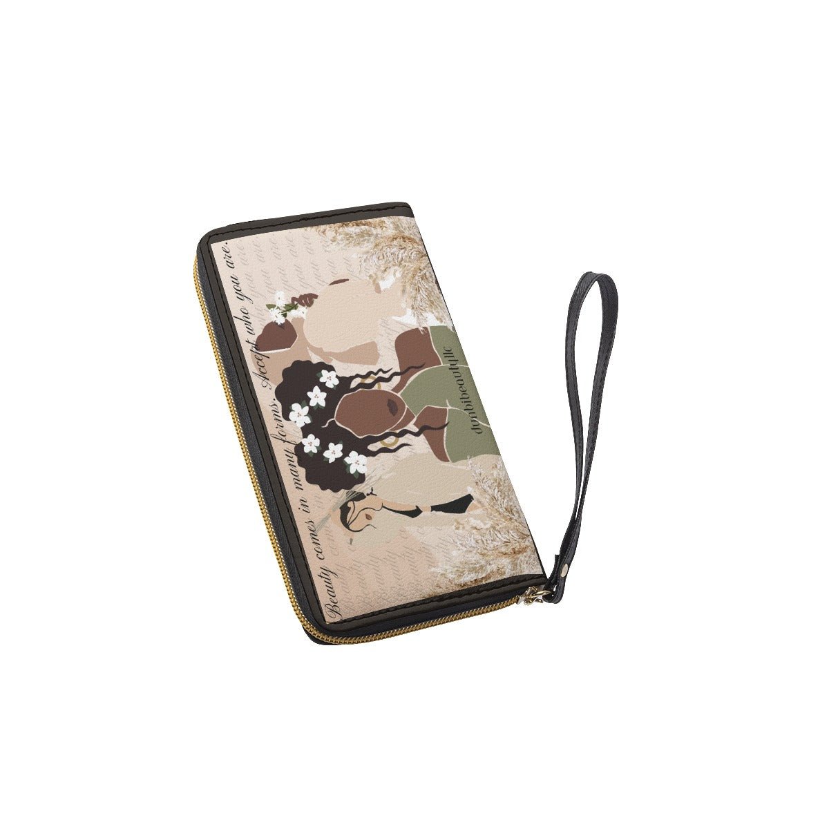 Stylish Black Long Wallet with Hand Strap for Muslim Asian Women by Dunbi