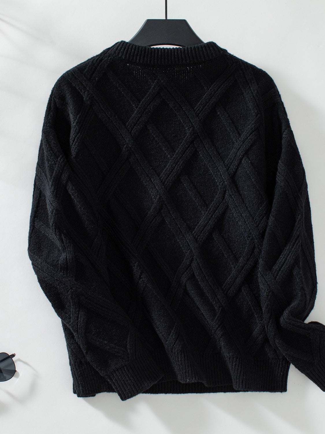 Fashionable Geometric Design Round Neck Long Sleeve Women's Sweater
