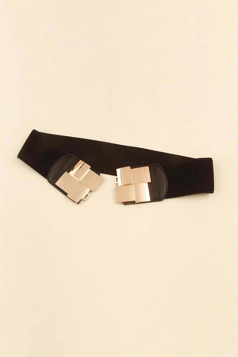 Fashionable Geometric Design Zinc Alloy Buckle Elastic Wide Waist Belt for Men and Women