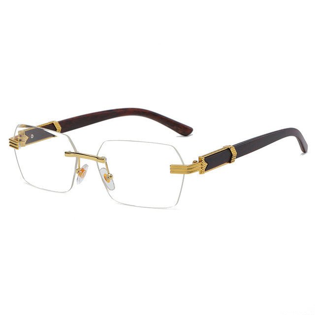 Stylish Frameless Eyeglasses with Exquisite Wood Grain Design