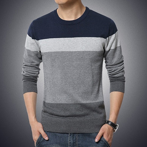 Men's Fashionable Computer - Knitted Pullover Cotton Sweater for Spring and Autumn