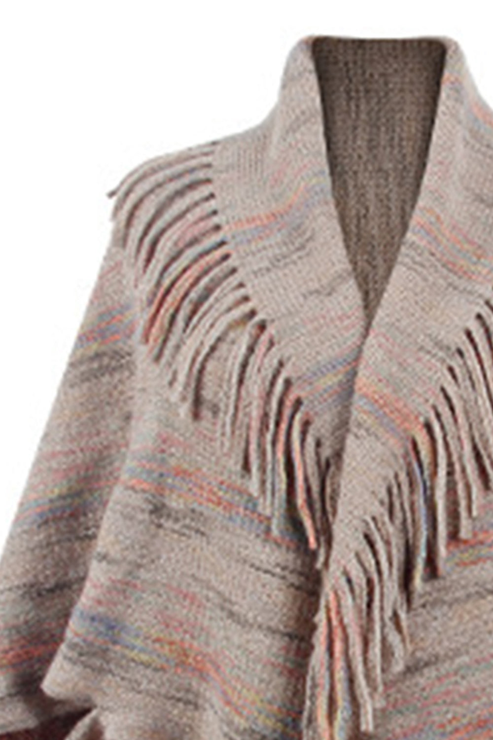 Printed Poncho with Stylish Fringe Detail