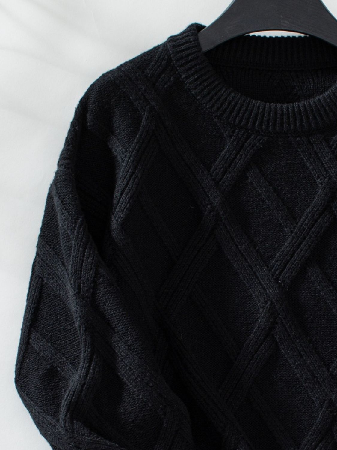 Fashionable Geometric Design Round Neck Long Sleeve Women's Sweater