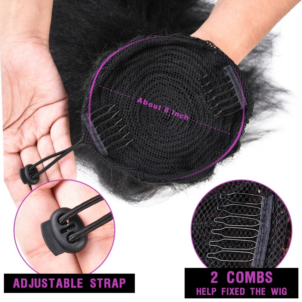 Lydia 16-Inch Synthetic Kinky Straight Ponytail Hair Extension with Curly Tail and Drawstring