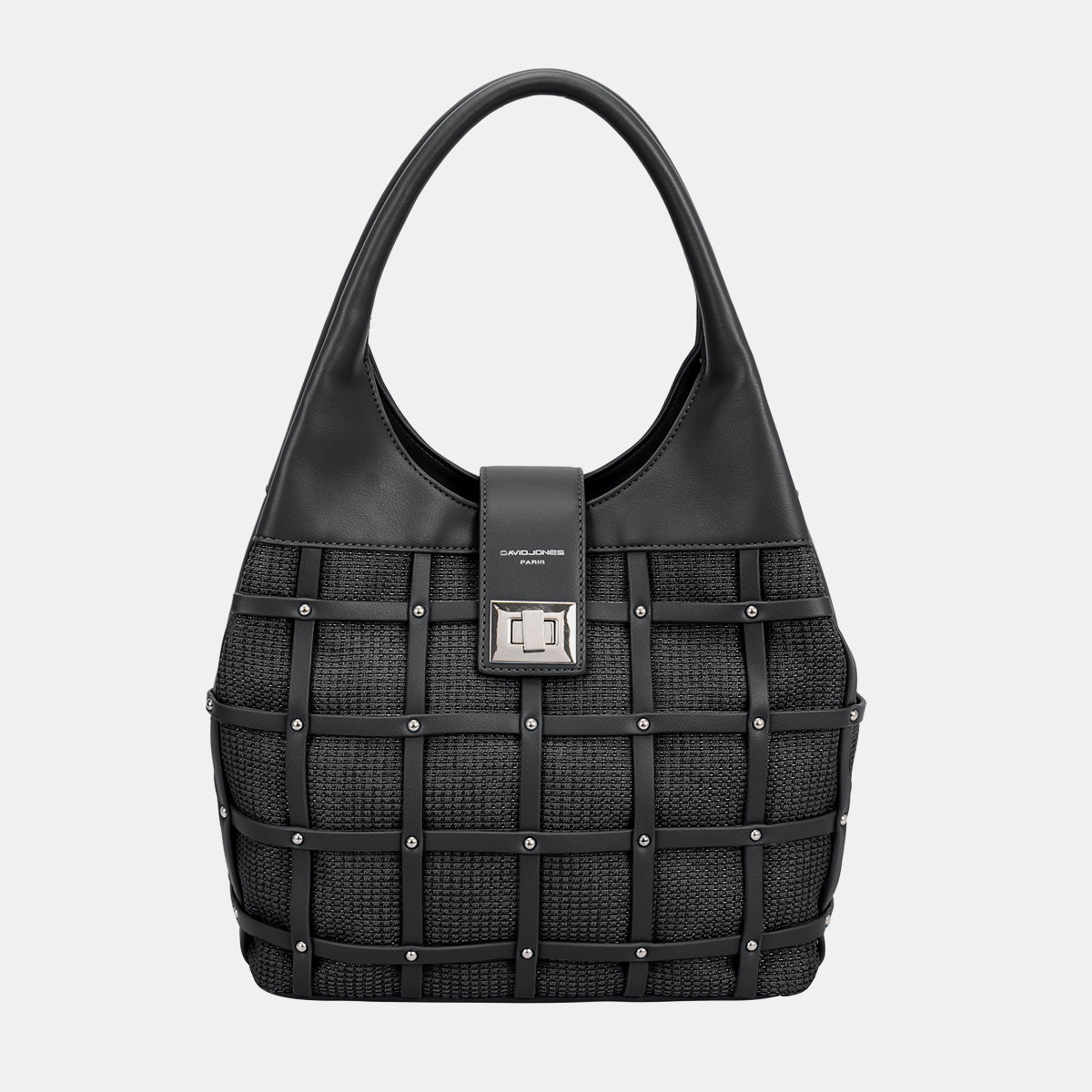 Stylish David Jones Rivet-Adorned Medium-Sized Decorative Handbag for Fashionable Women