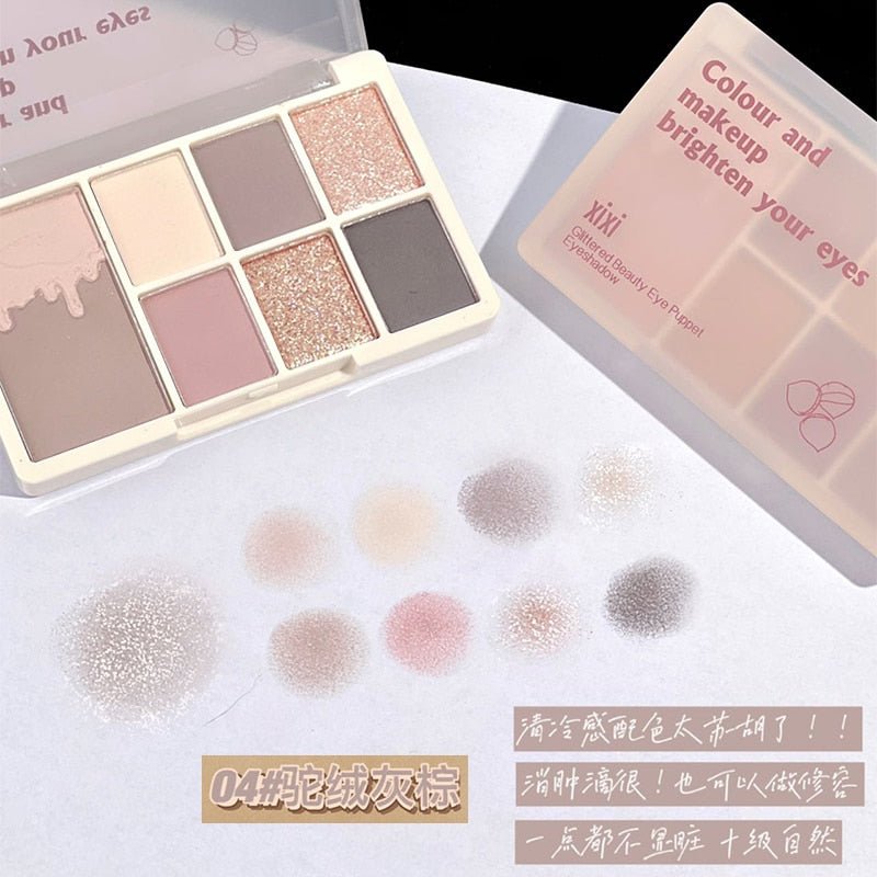 Xixi Glittery 7 - Color Eyeshadow Palette with Matte and Shimmer Finishes for Long - Lasting, Waterproof, and Eye - Brightening Makeup Cosmetics