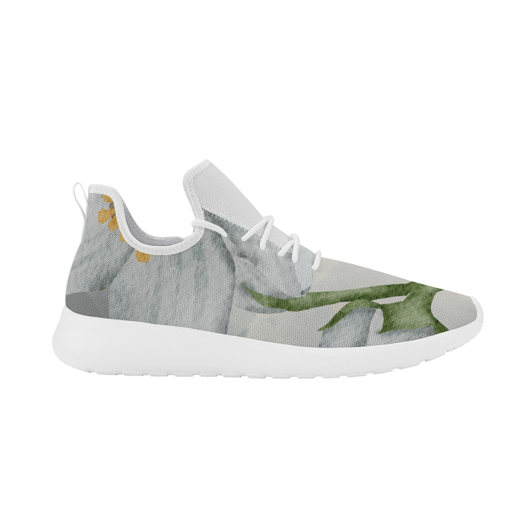 Men's Fashionable New Gray Soft Floral Mesh Knit Athletic Sneakers Designed by Dunbi