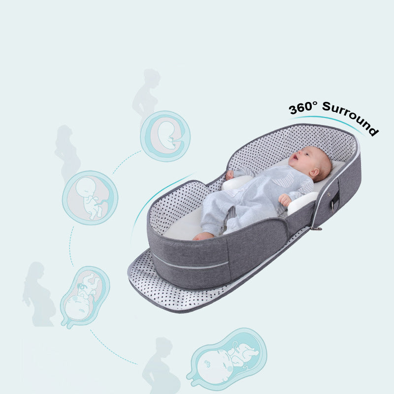 Portable and Removable Folding Baby Crib with Mammy Bag for Infants