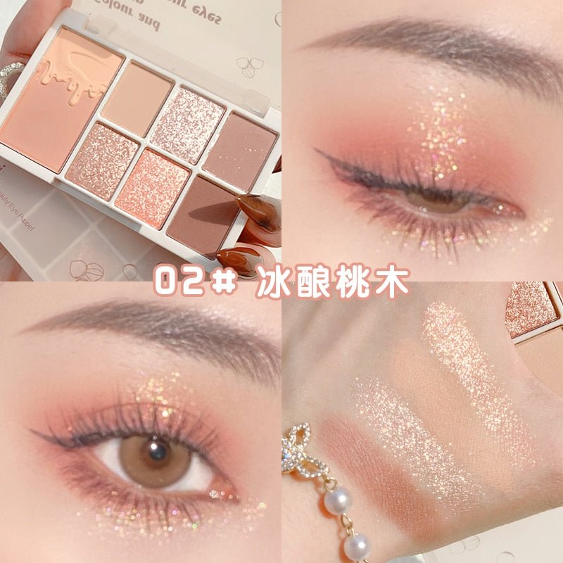 Xixi Glittery 7 - Color Eyeshadow Palette with Matte and Shimmer Finishes for Long - Lasting, Waterproof, and Eye - Brightening Makeup Cosmetics