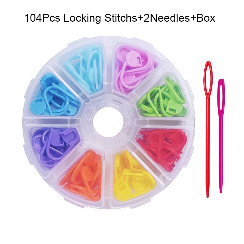 LMDZ Colorful Plastic Locking Stitch Markers for Knitting and Crochet, 150/100/104 Pcs Set