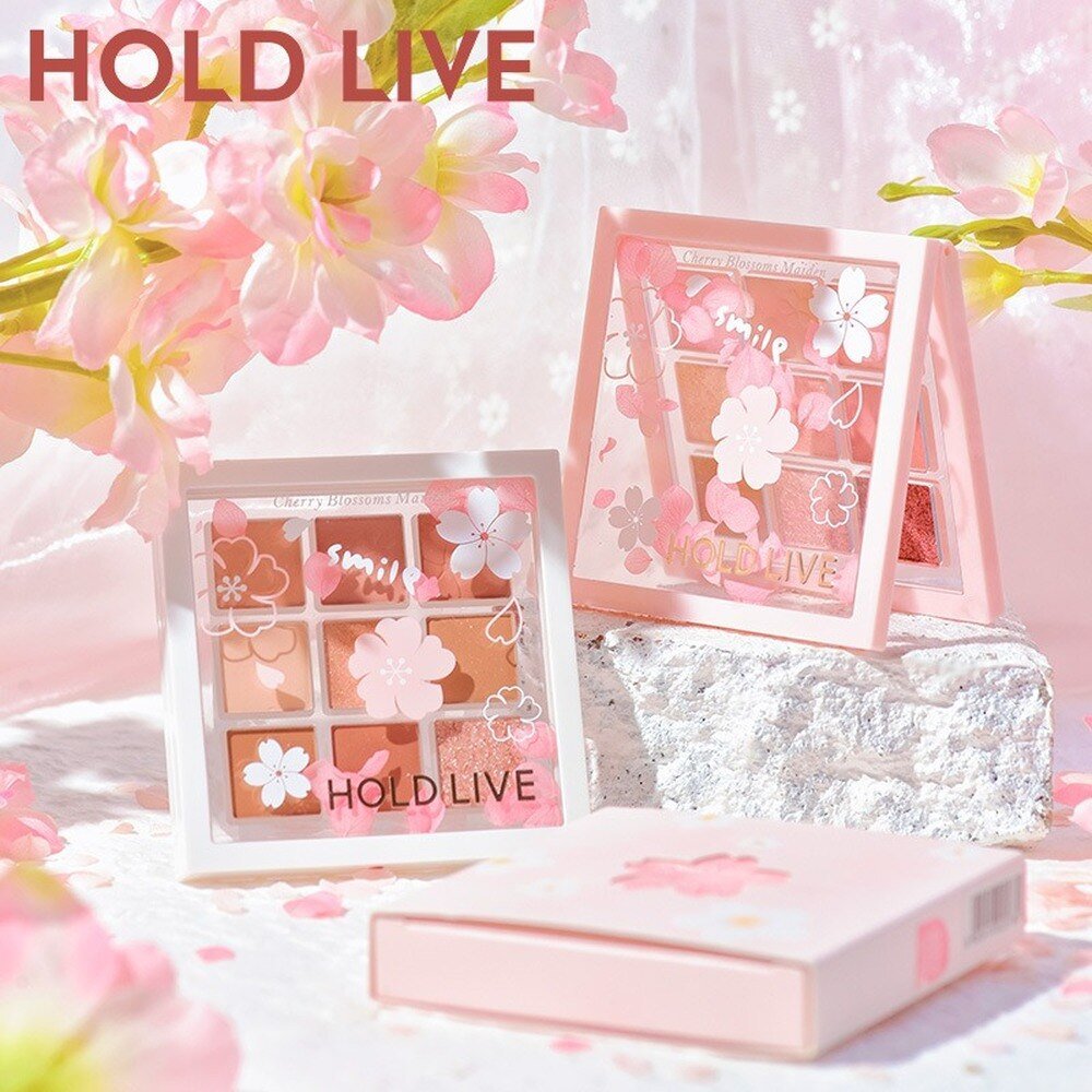 HOLD LIVE Brand New Cherry Blossom-themed 9-color Eyeshadow Palette with Matte and Pearlescent Finishes, Ideal for Beginners, Offering Natural and Long-lasting Eye Makeup Results