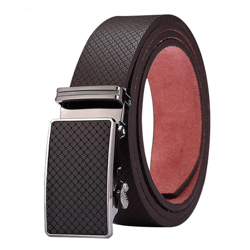 Men's Stylish Automatic Alloy Buckle Two - layer Cowhide Belt
