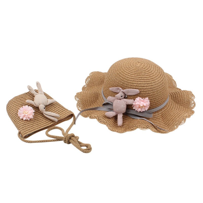 Korean-Style Girl's Adjustable Rabbit-Themed Sun Hat and Matching Shoulder Bag for 4 - 8 Years Old (Sold Separately)