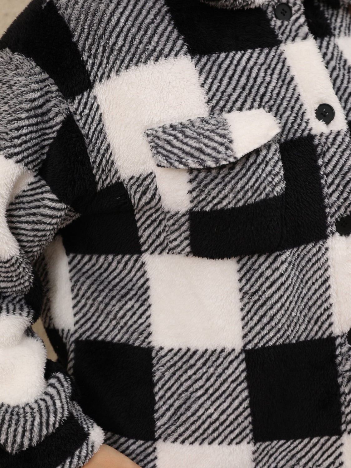 Plus Size Plaid Collared Neck Jacket with Pockets