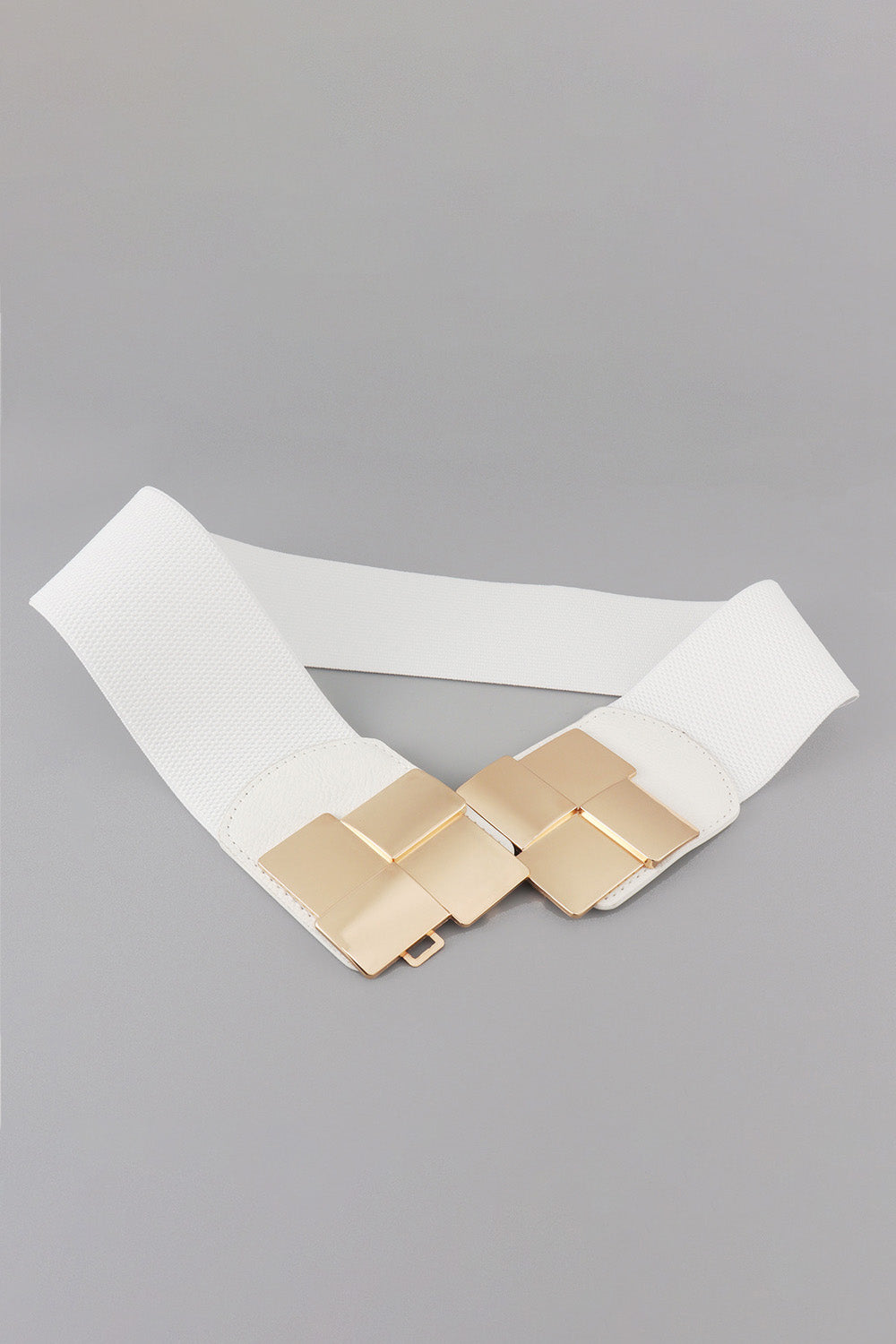 Fashionable Geometric Design Zinc Alloy Buckle Elastic Wide Waist Belt for Men and Women