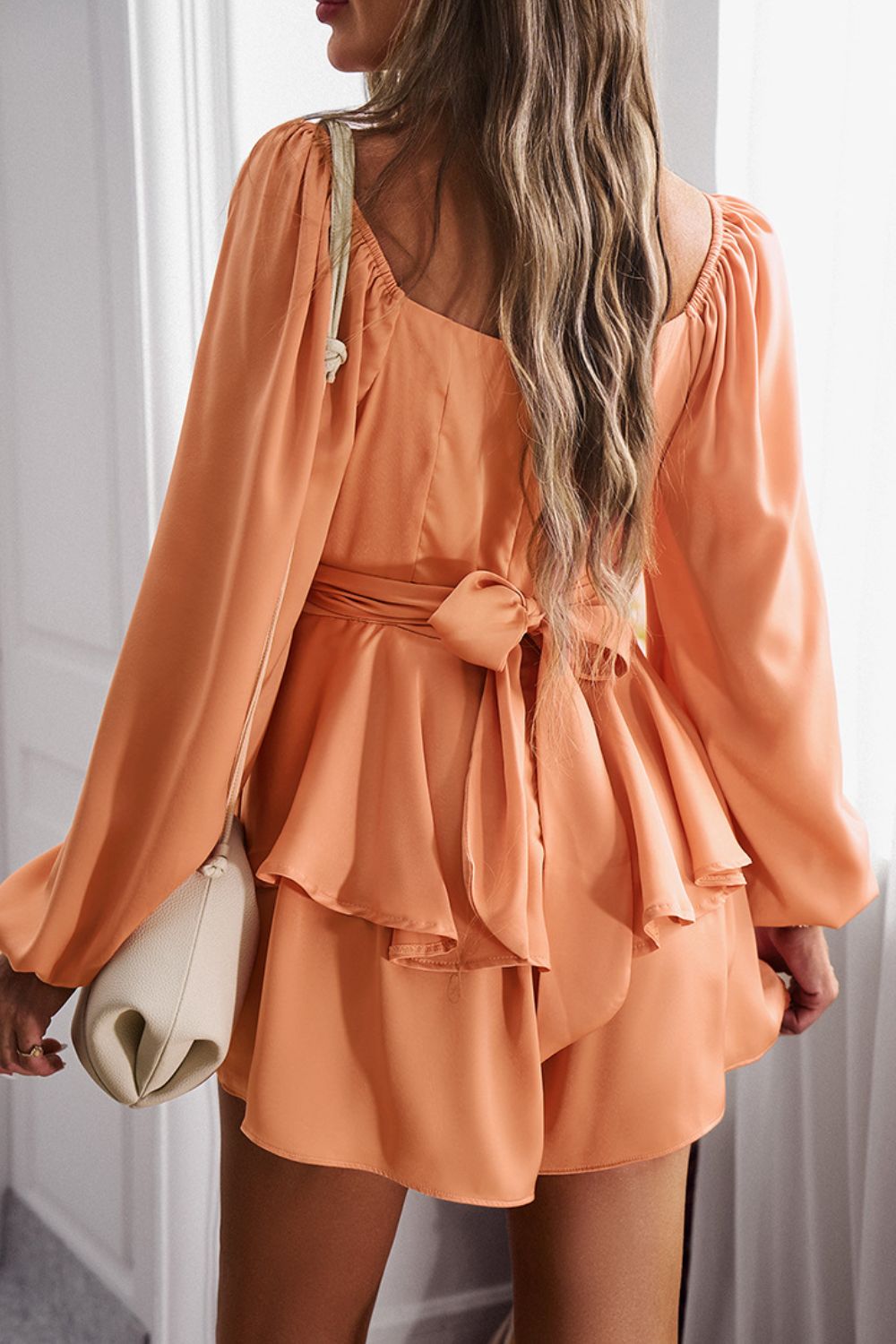 Fashionable Long Balloon Sleeve Layered Women's Romper for Trendy Outfits