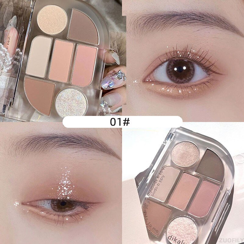 LANBENA 7 - Color Purple Orange Glitter Pearly Waterproof Eyeshadow Palette for Fashionable Eye Makeup