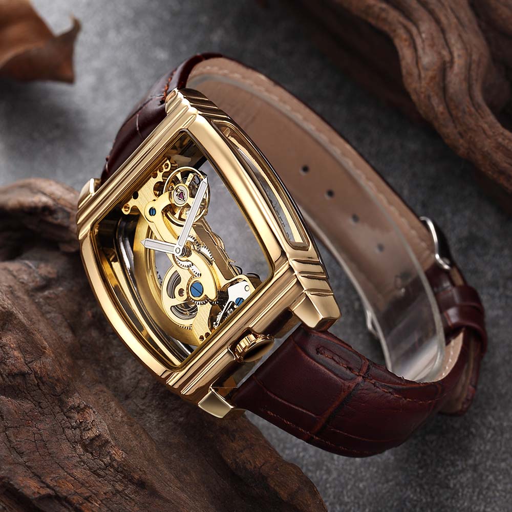 Gorben Luxury Men's Transparent Automatic Self - Winding Mechanical Wristwatch
