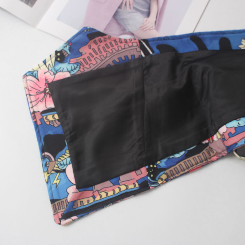 Printed and Painted Abstract Women's Matching Suit Material for Waist Seal