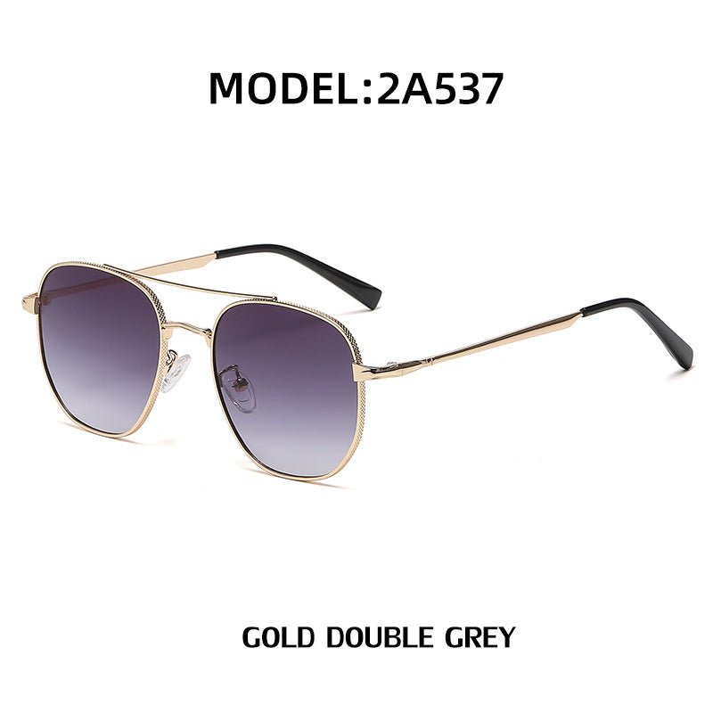 Trendy Retro Men's Double - Beam All - Metal Rim UV - Protecting Sunglasses