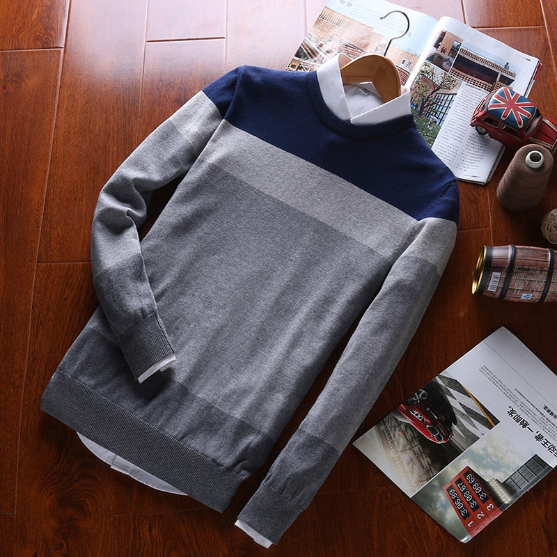 Men's Fashionable Computer - Knitted Pullover Cotton Sweater for Spring and Autumn