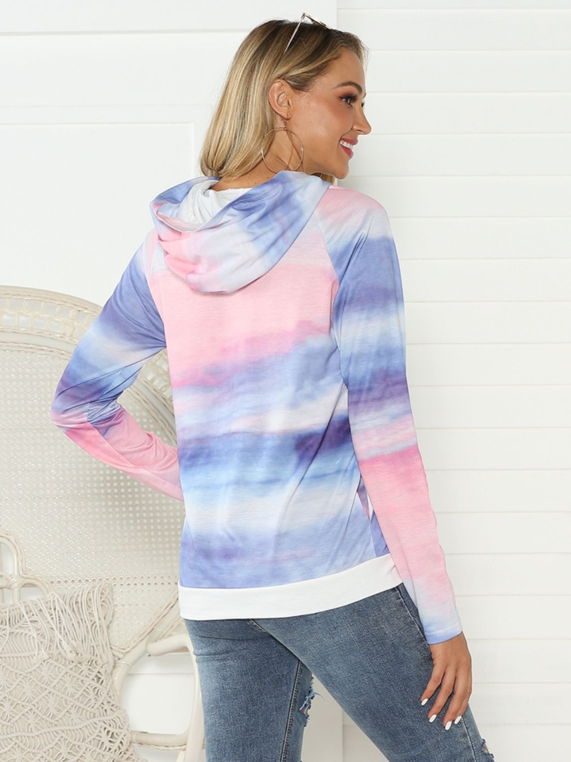 Full-Size Casual Tie-Dyed Long Sleeve Zipper Hoodie for Everyday Wear