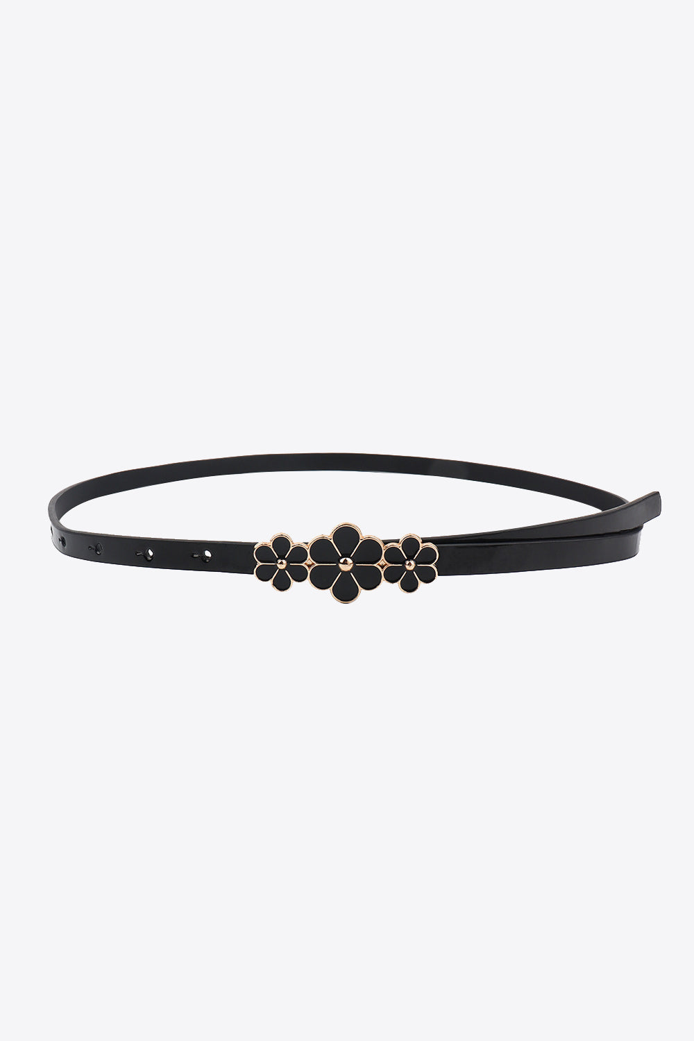 Stylish Flower - Embellished Skinny PU Imported Belt