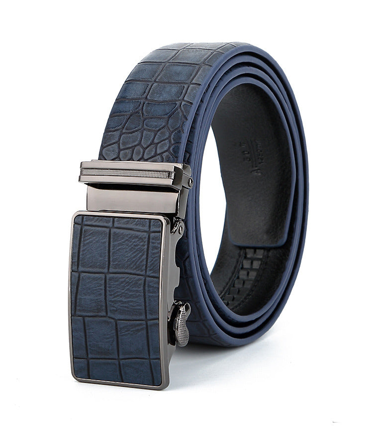 Men's Stylish Automatic Alloy Buckle Two - layer Cowhide Belt