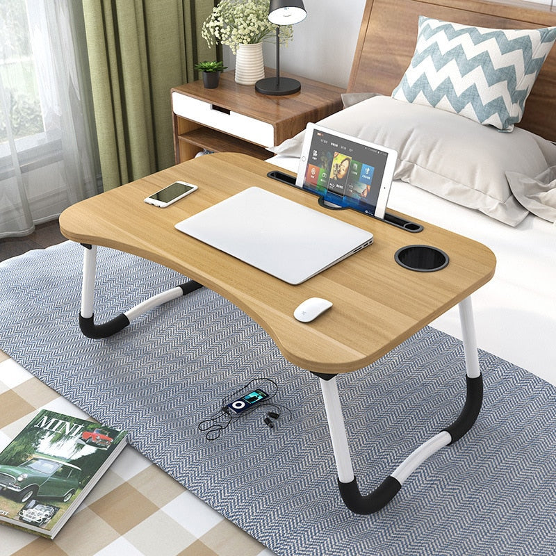 Portable Foldable Wooden Laptop Desk for Bed, Sofa, and Study