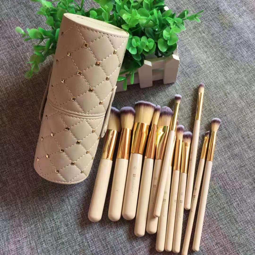12-Piece Makeup Brush Set in Storage Bucket Design