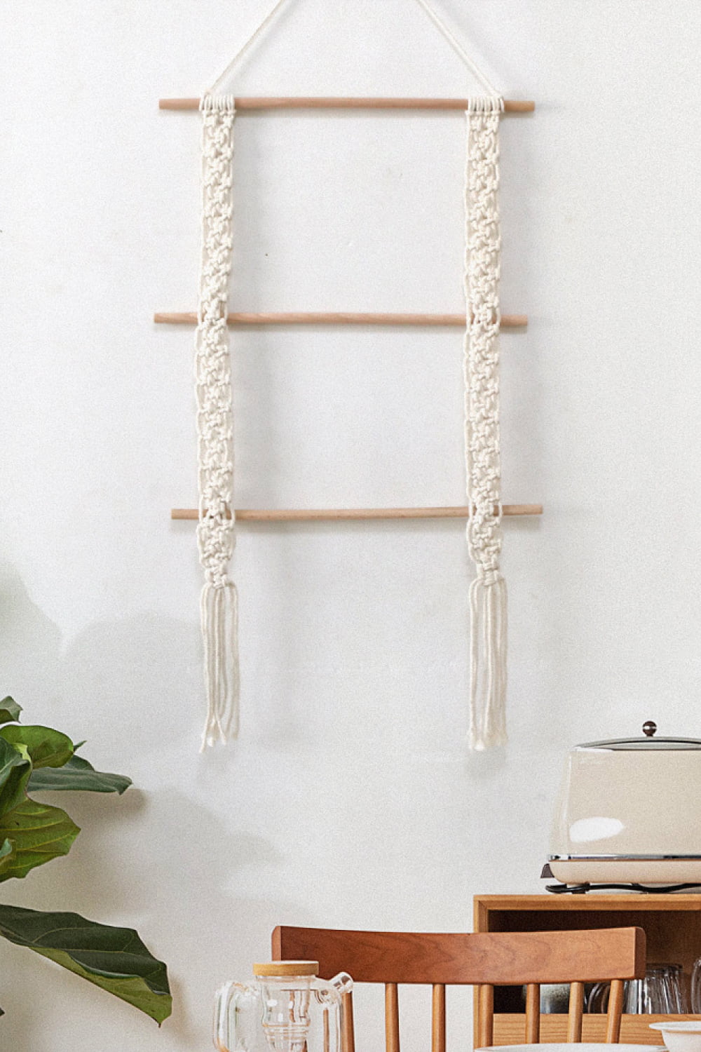 Handmade Macrame Ladder Style Wall Hanging Decorative Art Piece