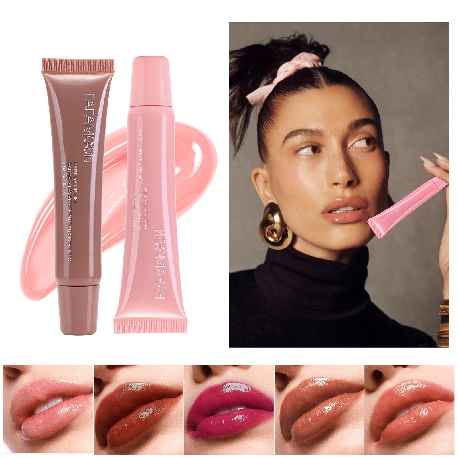 Waterproof and Long - Lasting Glossy Lip Glaze: Korean - Style Liquid Lipstick with a Mirror - like Finish in Tea Red, Ideal for Doodle Lip Makeup