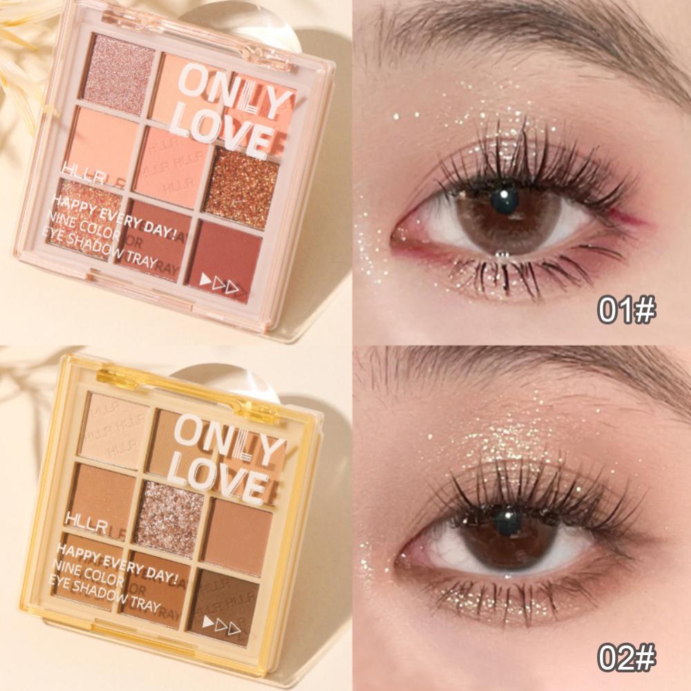 Helen Beauty 9-Color Eyeshadow Palette with Shimmer, Glitter & Nude Tones