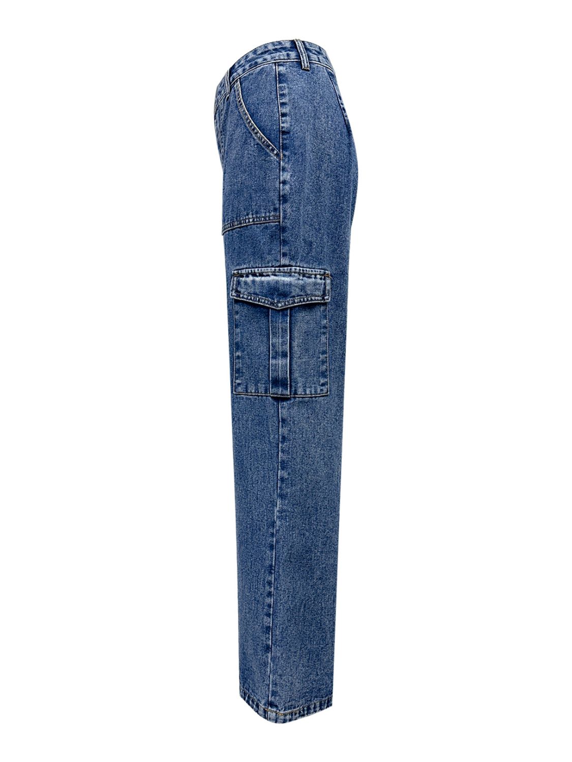 Fashionable Women's High Rise Straight-Leg Jeans with Functional Cargo Pockets