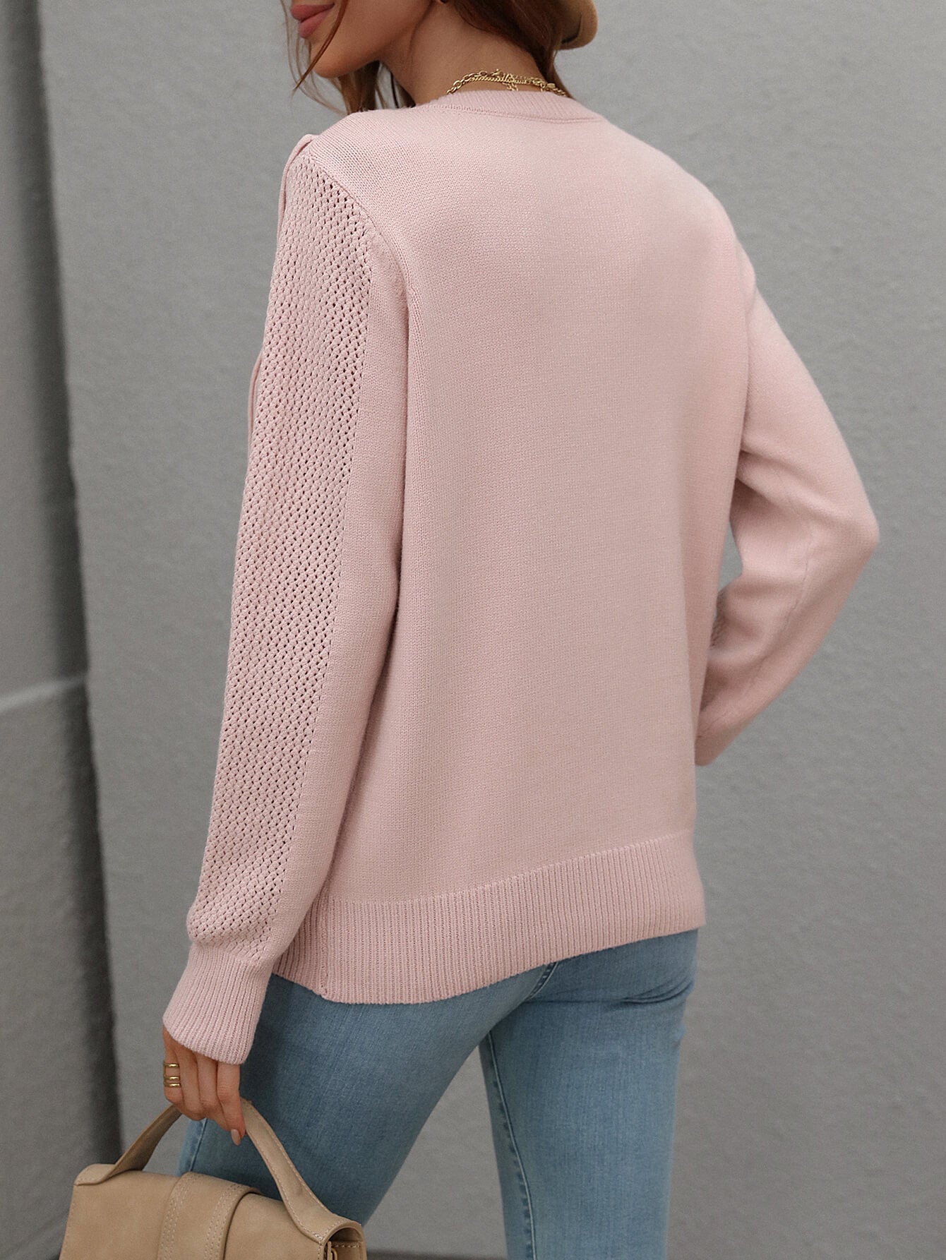 Casual Women's Fringe-Detailed Ribbed Trim Sweater for Regular Sizing