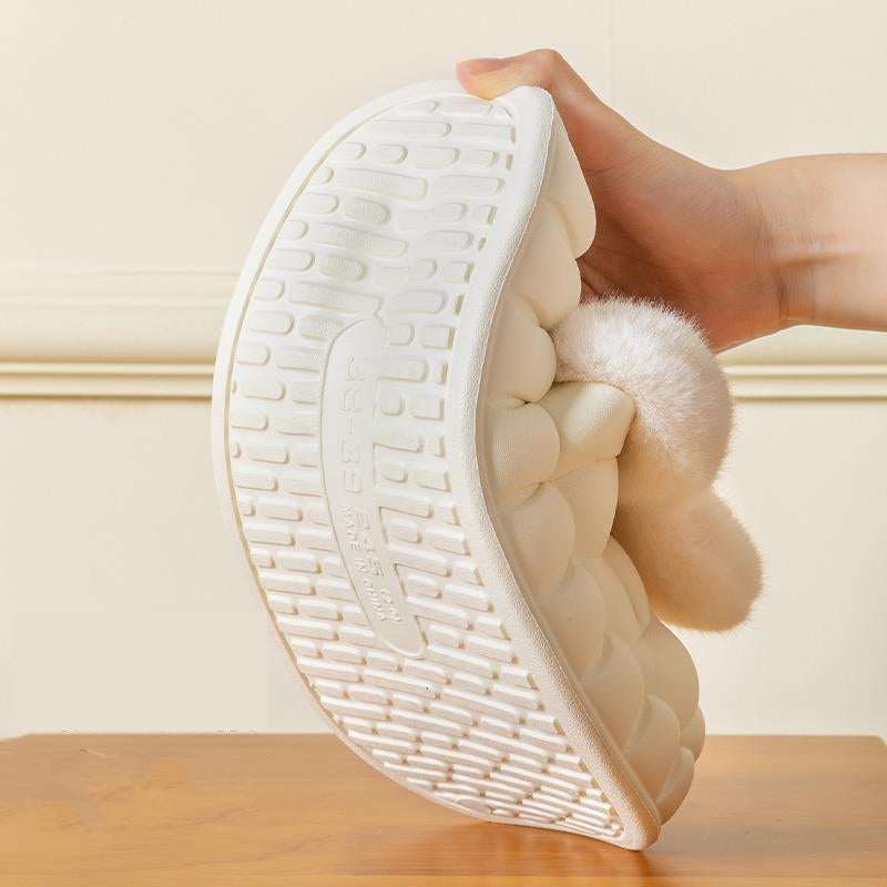 Adorable Rabbit - themed Fuzzy Winter Slippers for Women - Detachable and Washable Indoor House Shoes