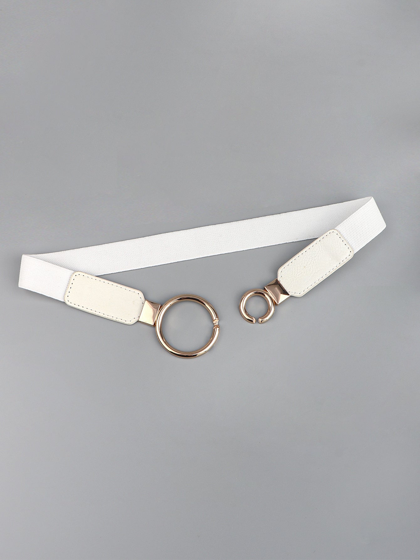 Elastic Double Ring Buckle PU Fashion Belt for Men and Women