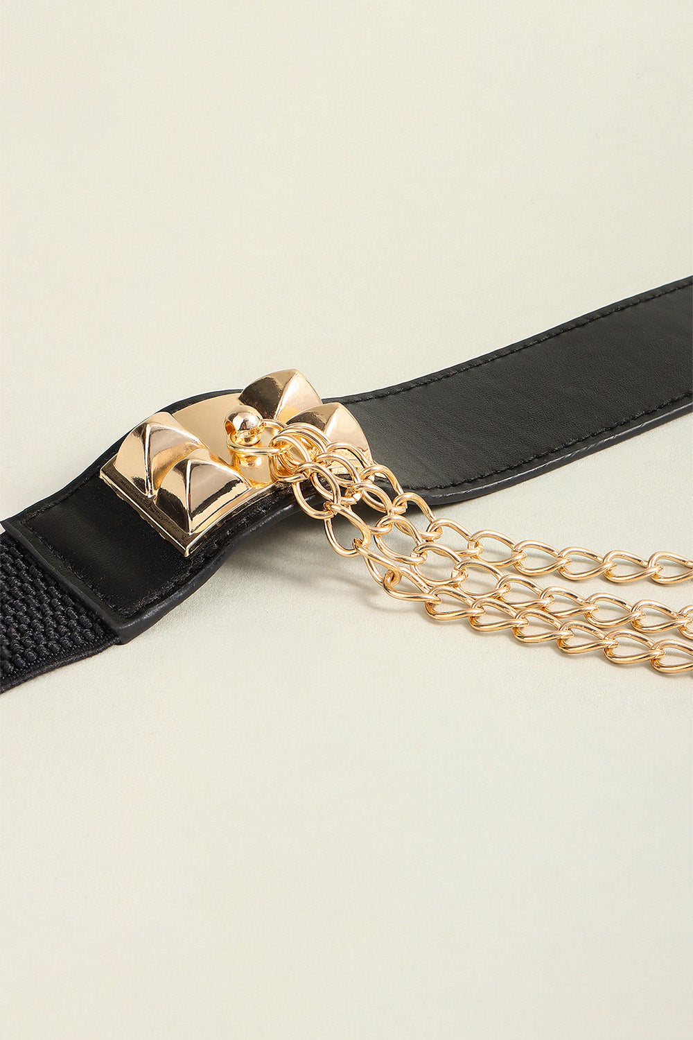 Fashionable Elastic Belt Adorned with Alloy Chain